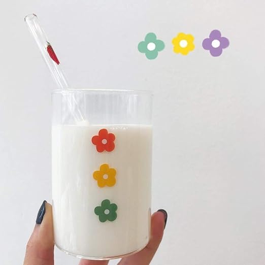 Vaso de vidrio niña color flor vaso de leche vaso de jugo agua ...