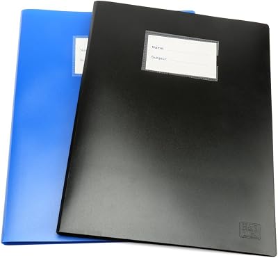 H&S A4 Display Folder with 100 Pockets Black Certificate Folder