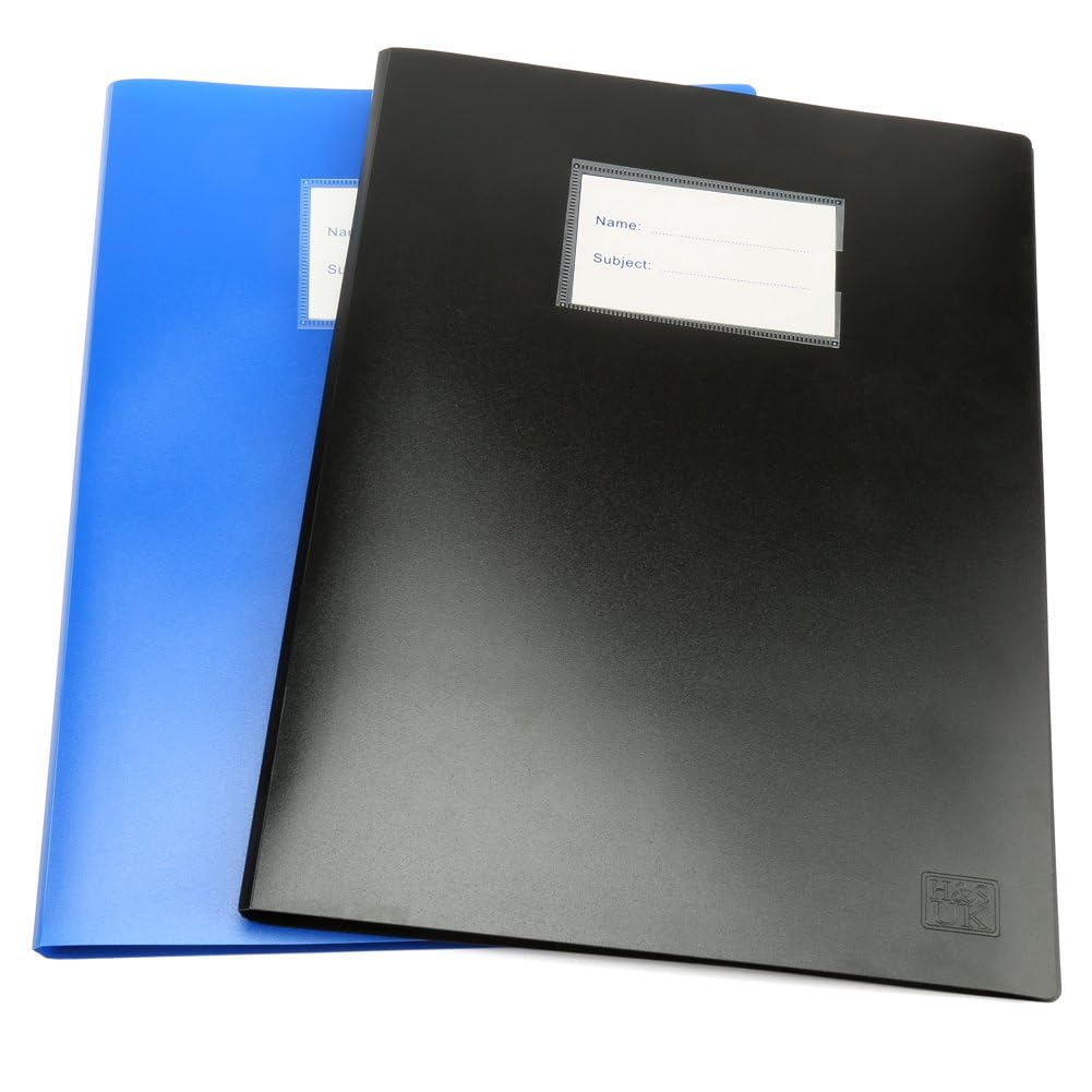 H&S A4 Display Folder with Plastic Sleeves - Black Certificate Folder - Presentation Folders - Portfolio Folders with Plastic Pockets - Display Book Binder - Record of Achievement