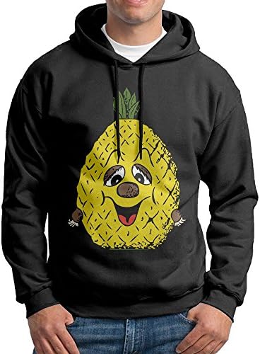 Obachi Pineapple Show Off Your Wealth Men's Long Sleeve Pullover Hooded Sweatshirt Black Size XL