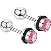 Niaspi Small Round CZ Screw Back Cartilage Stud Earrings for Women Stainless Steel Conch Tragus Helix Piercing Studs Earrings