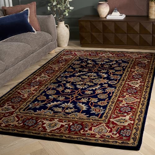 SAFAVIEH Royalty Collection Area Rug - 5' x 8', Navy & Rust, Handmade Tradition…