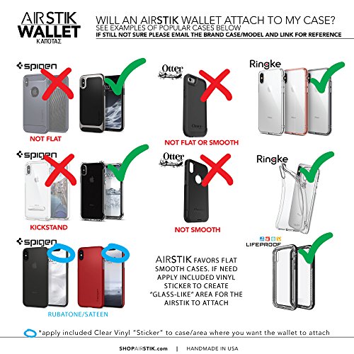 AIRSTIK Wallet for Phone or ID Credit Card Holder Minimalist Slim Cash Front Pocket Reusable Universal Micro Suction Leather Made in USA by KAPOTAS (Black) - Thumbnail 7