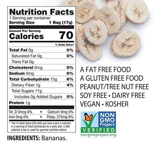 BROTHERS ALL NATURAL FREEZE DRIED FRUIT CRISPS, BANANA, 0.59 OZ (PACK OF 24), MADE WITH 100% FRUIT, GLUTEN FREE, SOY FREE, VEGAN, HEALTHY SNACK, LUNCH BOX READY