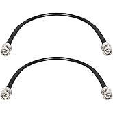 MOOKEERF BNC Jumper Cable 1ft,2 Pack BNC Male to Male Cable 50 Ohm BNC Cable Low Loss KMR240 Coaxial Cable with BNC Male to B