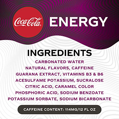 Coke Energy Zero Sugar Cherry, Cherry Energy Drinks with Vitamin B6