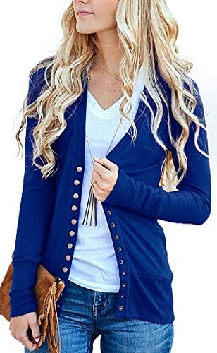 Women's S-3XL Solid Button Front Knitwears Long Sleeve Casual Cardigans