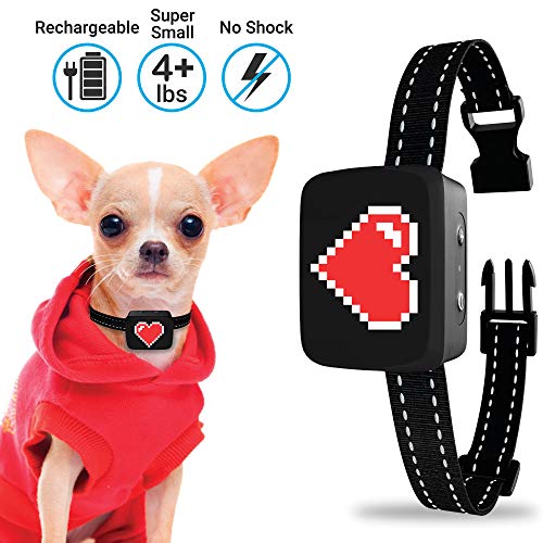 Small Dog Bark Collar Rechargeable – Anti Barking Collar For Small Dogs – Smallest Most Humane Stop Barking Collar – Dog Training No Shock Bark Collar Waterproof – Safe Pet Bark Control Device