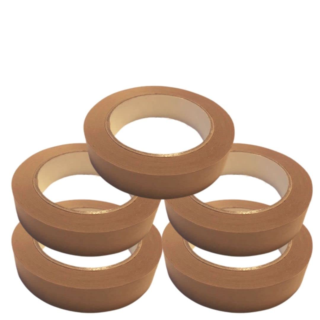 5 Rolls Of Brown Picture Framers Masking Tape 25mm x 50m