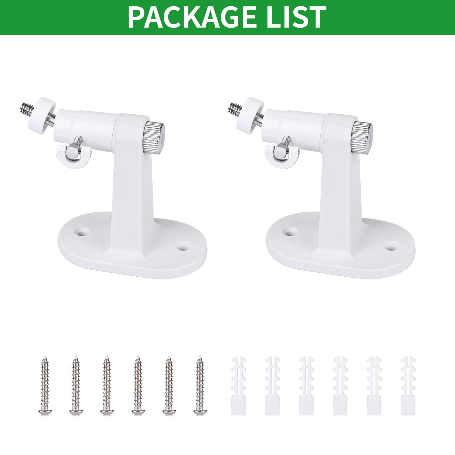 2Pack Adjustable Security Wall Mount Bracket for Google Nest Cam Outdoor or Indoor, Battery, Perfect View Angle for Your Security Camera System - White