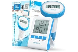 HEYAXA Pool Thermometer, Wireless Floating Easy Read, IPX8 Waterproof Digital Pool Thermometer for Swimming Pool,Hot Tubs, SPA, Aquarium (Blue, 1 Sensor)