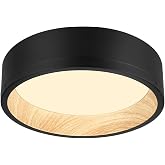 DAKASON 12.5Inch Black LED Flush Mount Ceiling Light, 25W 1500LM 3CCT | 3000K/4000K/5000K, Dimmable Modern LED Ceiling Light Fixture, Painted Woodgrain for Kitchen Hallway Dining Room Living Room
