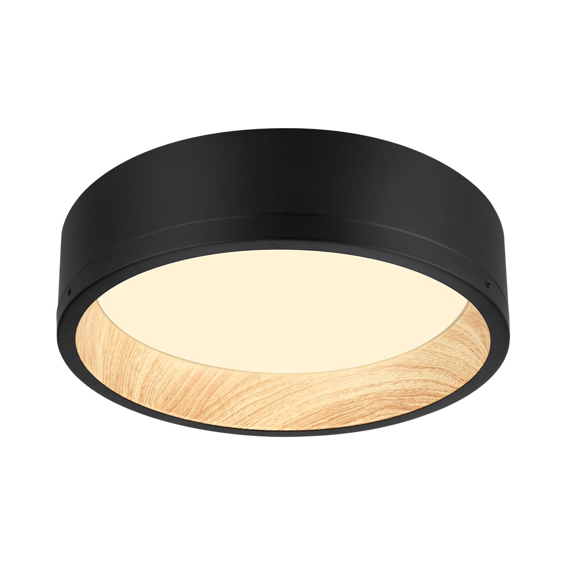 Photo 1 of DAKASON LED Flush Mount Ceiling Light Fixture 12.5'' 25W 1500LM, 3000/4000/5000K CCT Selectable, Painted Woodgrain and Black Frame, Dimmable Modern LED Ceiling Light for Kitchen, Hallway, Living Room