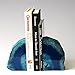 JIC Gem Teal Agate Bookends Heavy Duty Book Ends for Shelves Geode Book Ends with Rubber Bumpers for Office Décor and Home Decoration(1 Pair, 2-3 LBS)