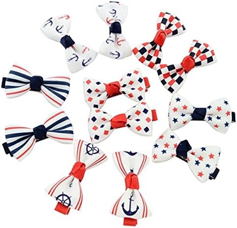 Ocean Theme Ribbon Bow Hair Clips Snaps Girls Baby Kids Toddler, 100pcs Mixed random