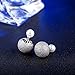 Faenlior Double Sided Front Back Ball Earrings Silver Plated Rhinestone Bling Pearl Balls Tribal Stud Earrings