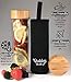 The Goddess On The Go Glass Infuser Water Bottle - Luxury Packaging - BPA Free Double Wall Glass Travel Mug with Natural Bamboo Lid - Leakproof Tea Bottle For Fruit Infusion, Hot & Cold Tea