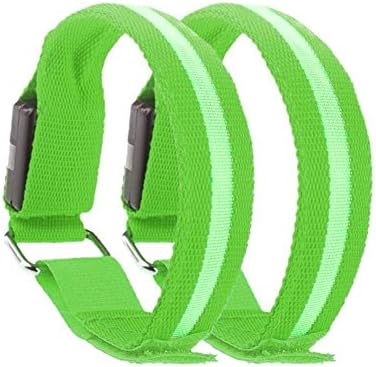LED Sports Armband Flashing Safety Light for Running, Cycling or Walking At Night Set of 2 (Green, Large - 12 - 16 inch circumference)