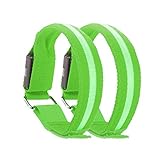 LED Sports Armband Flashing Safety Light for Running, Cycling or Walking At Night Set of 2 (Green, Medium - up to 13 inch circumference)