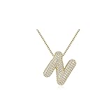 Bubble Letter Necklace Gold For Women, Cubic
