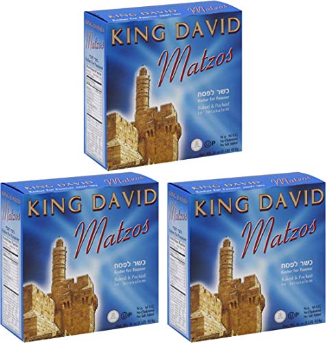Matzo Passover Matzah Israeli Kosher For Passover King David Matzos Three Individual One Pound Boxes (Total of 3 LBS)