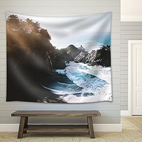 Seashore with Huge Waves in The Morning - Fabric Wall Tapestry Home Decor - 51x60 inches