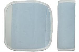 REFLYAWAY 2Pcs Baby Car Seat Neck Cover for Kids, Children Seat Belt Cushion Cute Cartoon Pattern, Comfortable Soft Car Seat Belt Pads Cover Neck Support Travelling (Light Blue)
