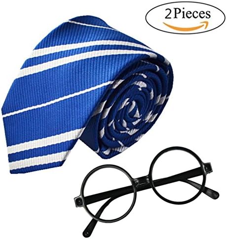 MISG Harry Potter Tie and Novelty Glasses Frame For Kids Teens, Cosplay Costumes accessories For Halloween and Christmas (Bule)