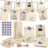 Molbory Bolsas de Regalo Navidad, Calendario de Adviento, Bolsas de Papel Kraft 