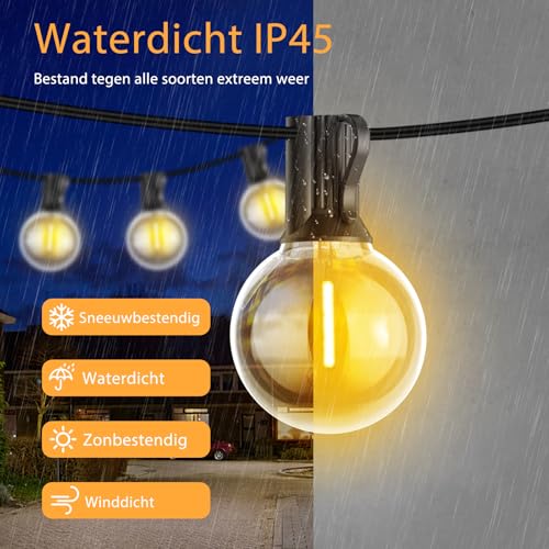 Pogestrand G40 45m Outdoor String Lights Outdoor Indoor Power with Plug 75 Unbreakable Bulbs Outdoor Mesh Powered for Patio, Patio, Balcony, Shed