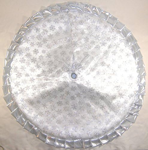 Small Christmas Tapered / Pencil Tree Skirt, 32" Silver Metallic Snowflakes on White