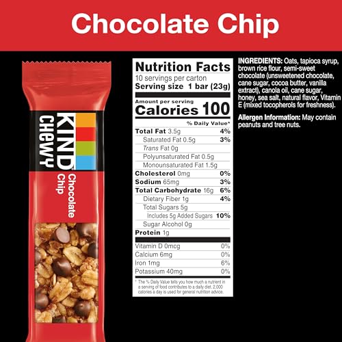 KIND GRANOLA CHEWY BAR, CHOCOLATE CHIP, 10 COUNT