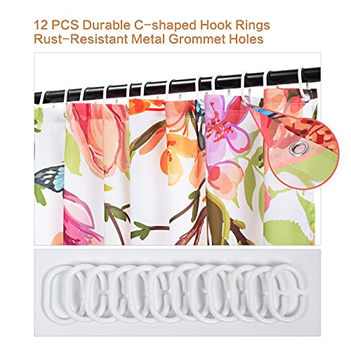 CutebriCase Shower Curtain, Flower Hummingbird Shower Curtain for Bathroom with Hooks, Polyester Fabric Machine Washable Waterproof Large Shower Curtains Sets Decorative Bath Curtain