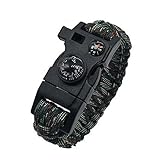 Survival Bracelet - Hiking Multi Tool, Thermometer, Compass for Hiking, Camp Fire Starter, Fish hooks, fishing line, and trailers, emergency 4 colors