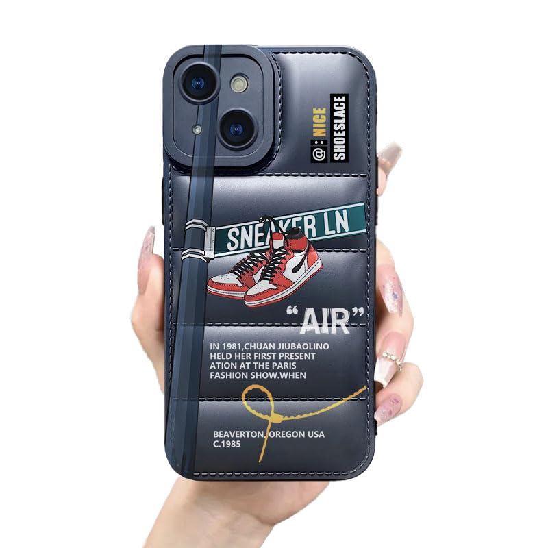 Ins Hot Sports Shoes Brand Puffer Phone Case Compatible with Cool iPhone 15 Plus Case 6.7", Street Boy Sneakers Aesthetic Graphics Soft Silicone Rubber Shockproof Full Body Drop Protection Cover