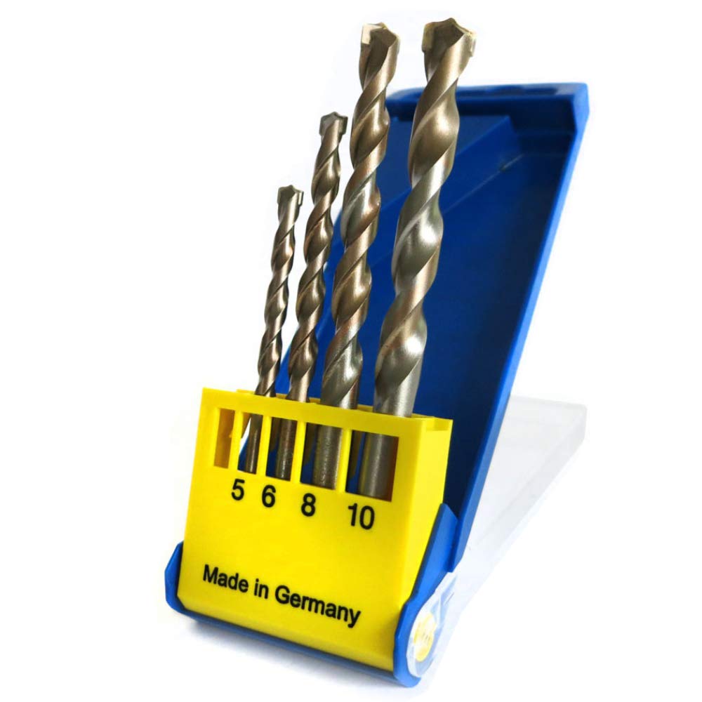 S&R Professional Concrete Masonry Drill Bit Set SUPERSCHLAG 4 pcs 5–10 mm – Cylindrical Shank for Impact Drills (3-Jaw) – Fast Dust Removal, Carbide Tip | Made in Germany — image 1