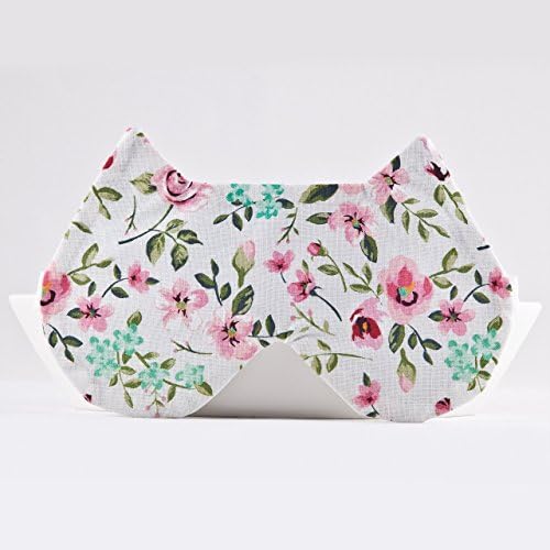 White Floral Comfortable Sleeping Mask, Cat Blindfold, Traveling Eye Mask, Girlfriend Gift