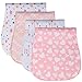 Yoofoss Baby Burp Cloths 3 Layer Burp Bibs Curved Soft and Absorbent for Girl 4 Pack Burping Towels