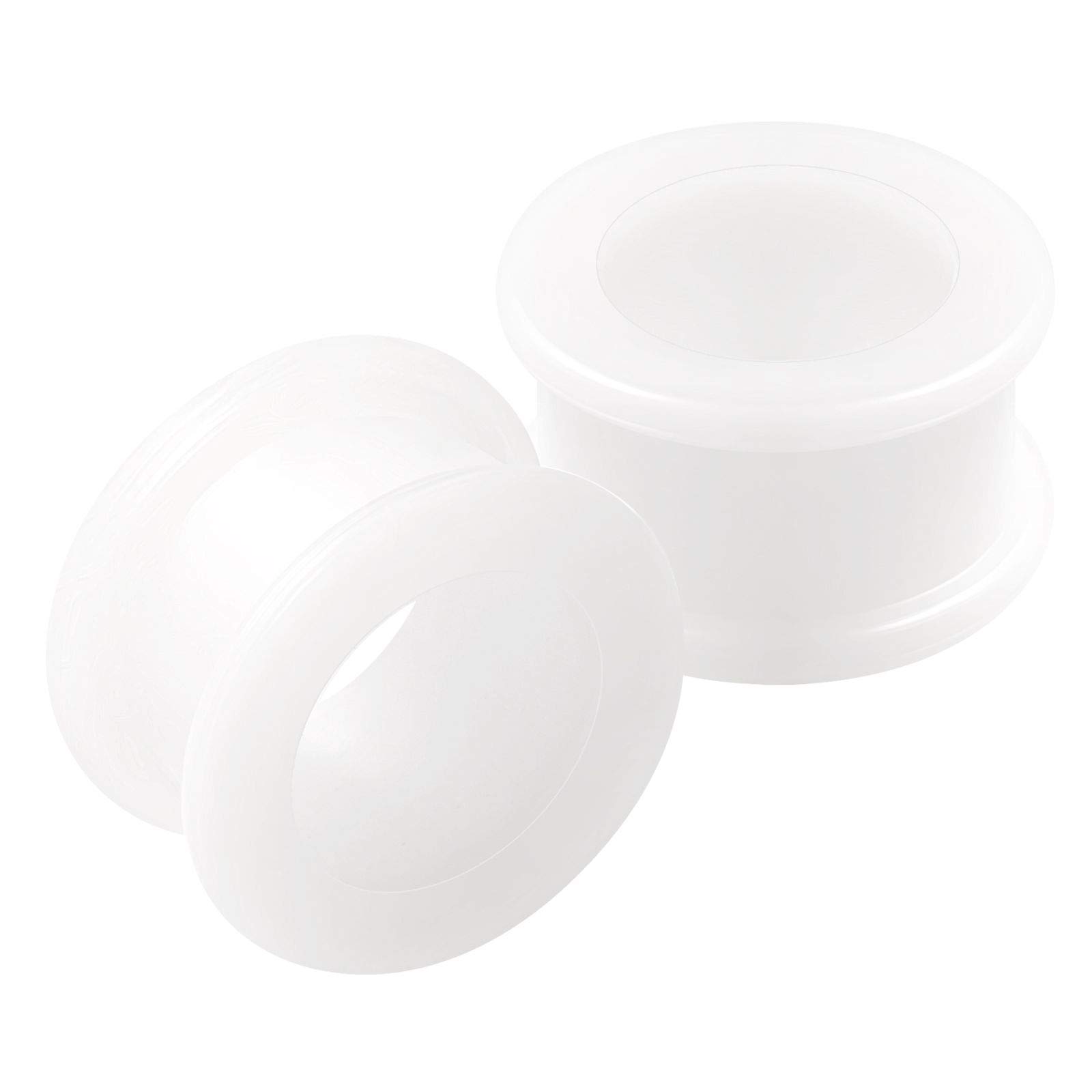 KJM FASHION 2PCS Silicone White 11/16 inch 18mm Double Flared Saddle Cute Ear Stretcher Lobe Gauge Tunnel Plug Piercing Jewellery 2624