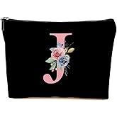 BQXH Initial Letter J Makeup Bag, Personalized Gifts for Women, Birthday Gift for Women Bridesmaid Bride Coworker Friends Cosmetic Bag Toiletry Pouch with Zipper, Birthday Halloween Christmas Gifts