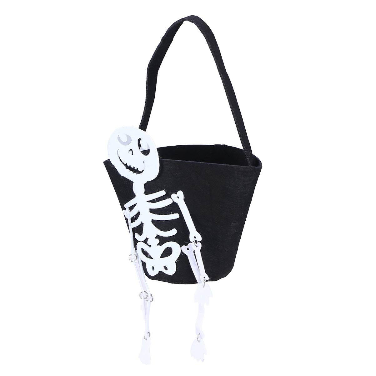 PRETYZOOM 1PC Halloween Trick or Treat Bags Cute Skull Movable Joint Black Goody Baskets Non-woven Felt Candy Bags with Handle Portable Candy Gift Bags for Kids