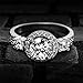 Mia Sarine Womens Round Halo Royal Princess Style Three Stone Cubic Zirconia Engagement Ring in Rhodium over Brass Size 7