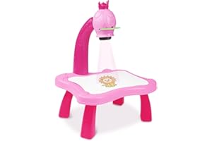 BAKAM Drawing Projector Table for Kids, Trace and Draw Projector Toy with Light & Music, Child Smart Projector Sketcher Desk, Learning Projection Painting Machine for Boy Girl 3-8 Years Old (Pink)