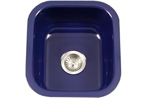 Houzer PCB-1750 NB Porcelain Enamel Steel Undermount 15-5/8" x 17-5/16" Bar Sink, Navy Blue