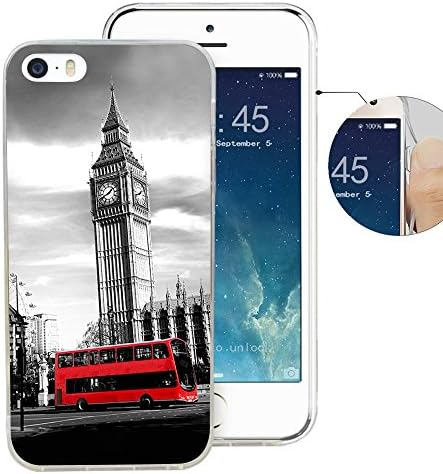 iPhone SE Case, iPhone 5S Case, Viwell Design Pattern Case, High Impact Protective Case for iPhone SE and iPhone 5/5S Bus and clock tower