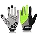 Trideer Padded Full Finger Cycling Gloves, Touch-Screen Mountain Road Gloves Anti-Slip, Bicycle Racing Gloves Biking Gloves (Full Finger Green, S (Fits 6.3-7.0 inches))
