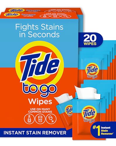 Tide to Go Instant Stain Removing Wipes, 10 Count Wipes (Pack of 2)