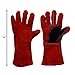 BHIVES Heavy Duty Heat and Fire Resistant Gloves Perfect for Gardening/Oven/Grill/Mig/Fireplace/Stove/Pot Holder/ Tig Welder/Animal Handling/BBQ,14 Inch Long(Red)
