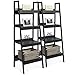 Best Choice Products Set of 2 4-Shelf Modern Open Wooden Ladder Bookcase Storage Display Organizer Decor with Metal Framing, Black