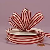 Red Jenna Striped Grosgrain Ribbon, 5/8